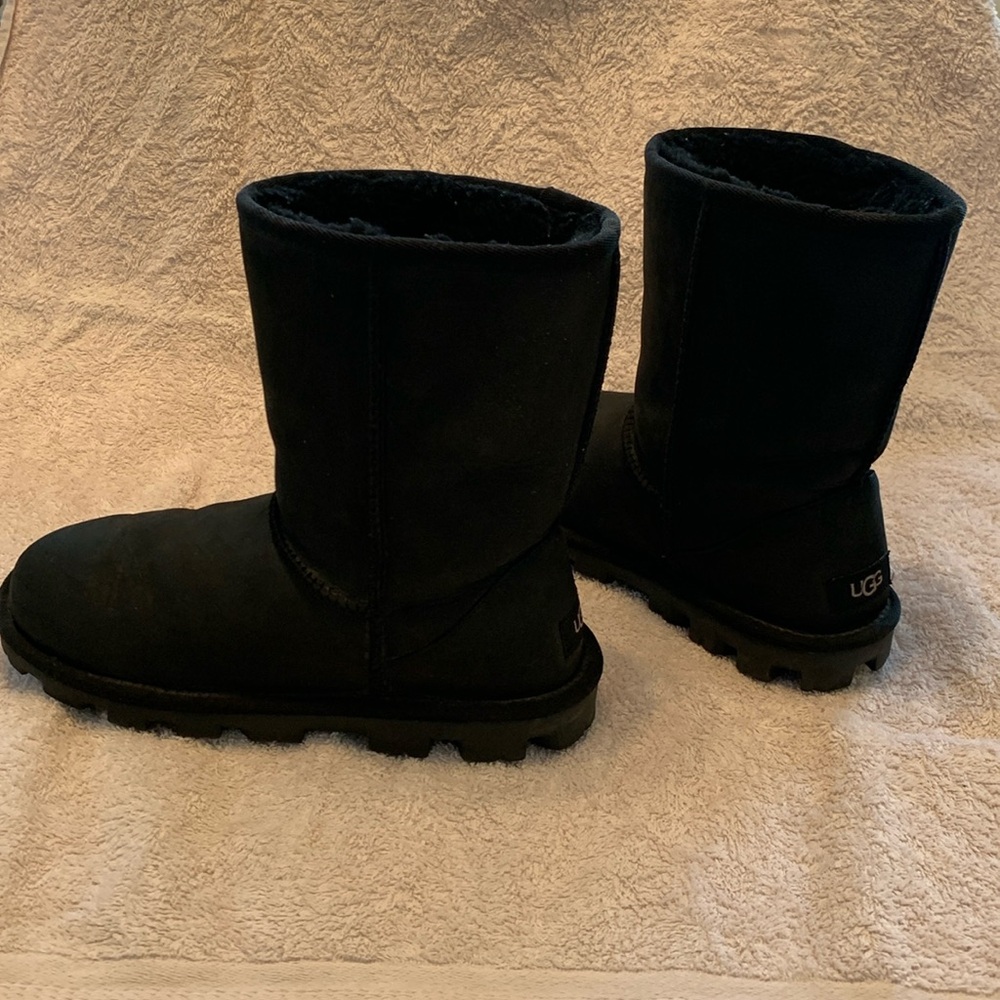 UGG‎ ESSENTIAL WOMEN'S SUEDE WOOL SHEARLING LINED BOOTS BLK Size 8 Style 1111513